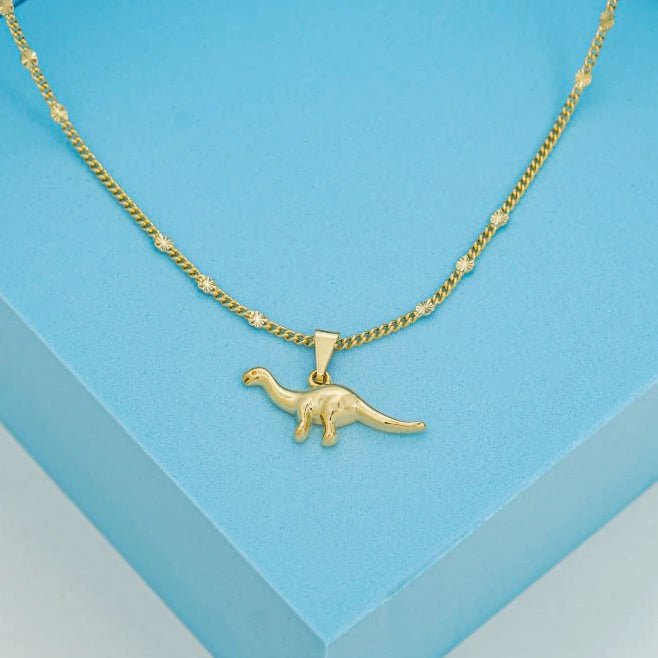 ⭐ COMBO Dije Brachiosaurus y Cadena Cubana Sol 45 Cms