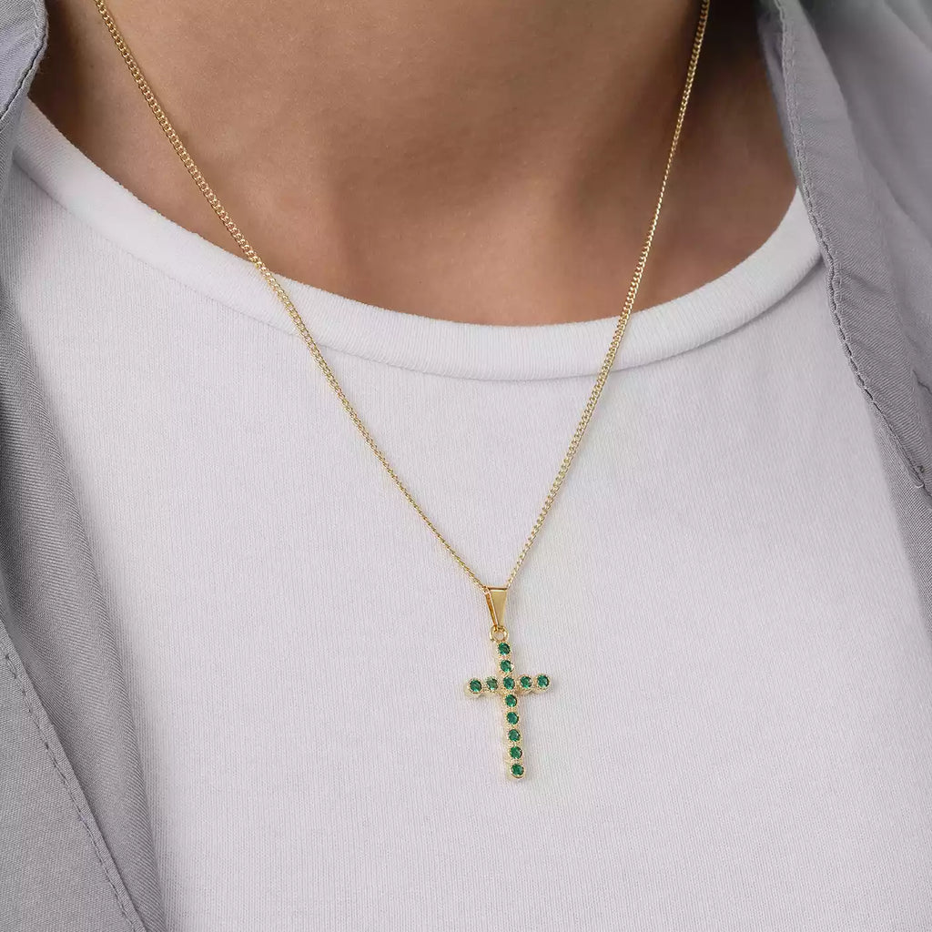 Cadena Continua 45 cm + Dije Cruz Verde