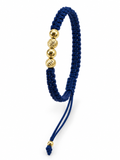 Pulsera tejida azul 2mm - 4 Balines