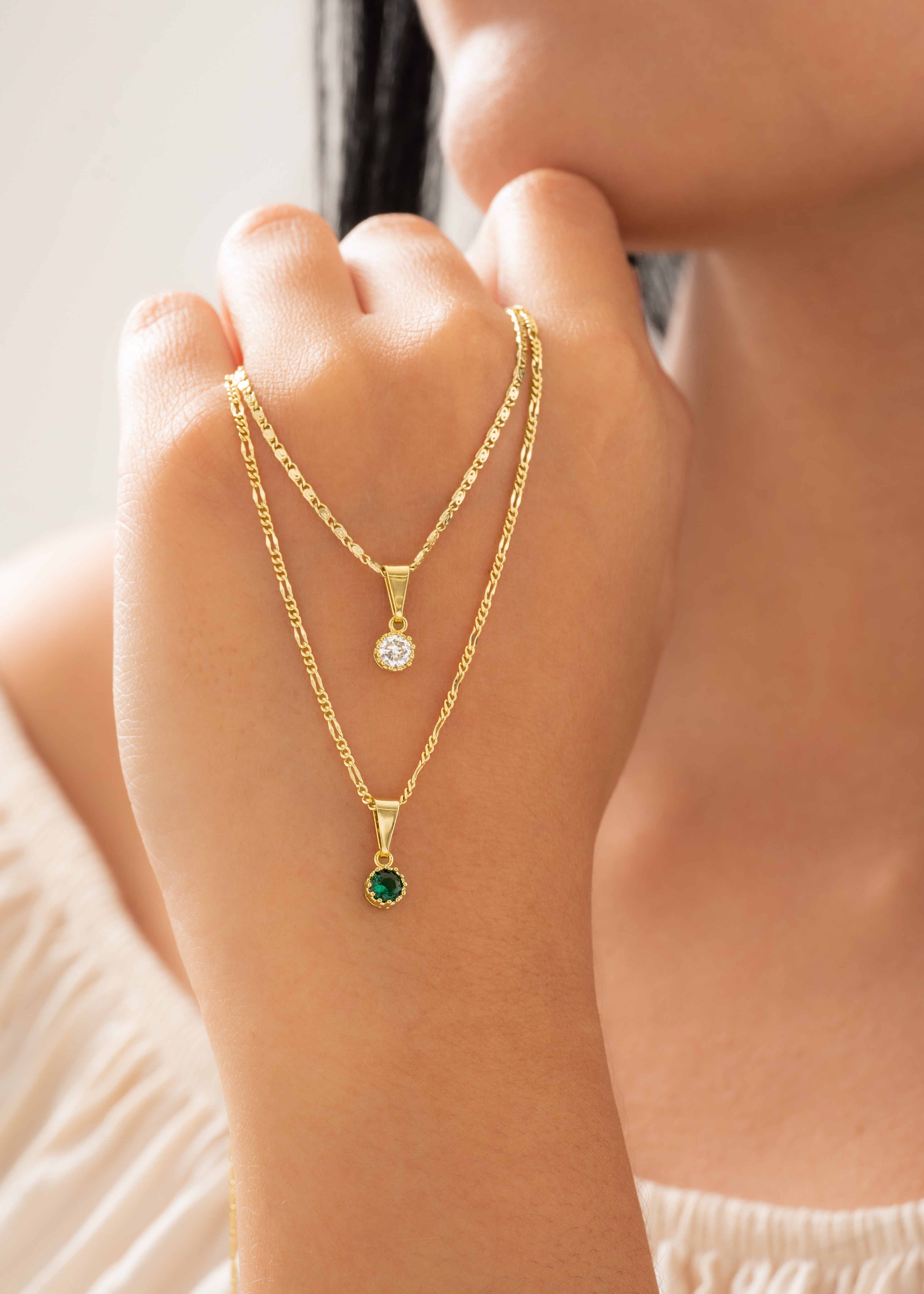 Dije Circonia Mini Redonda Pequeña Verde / Cristal