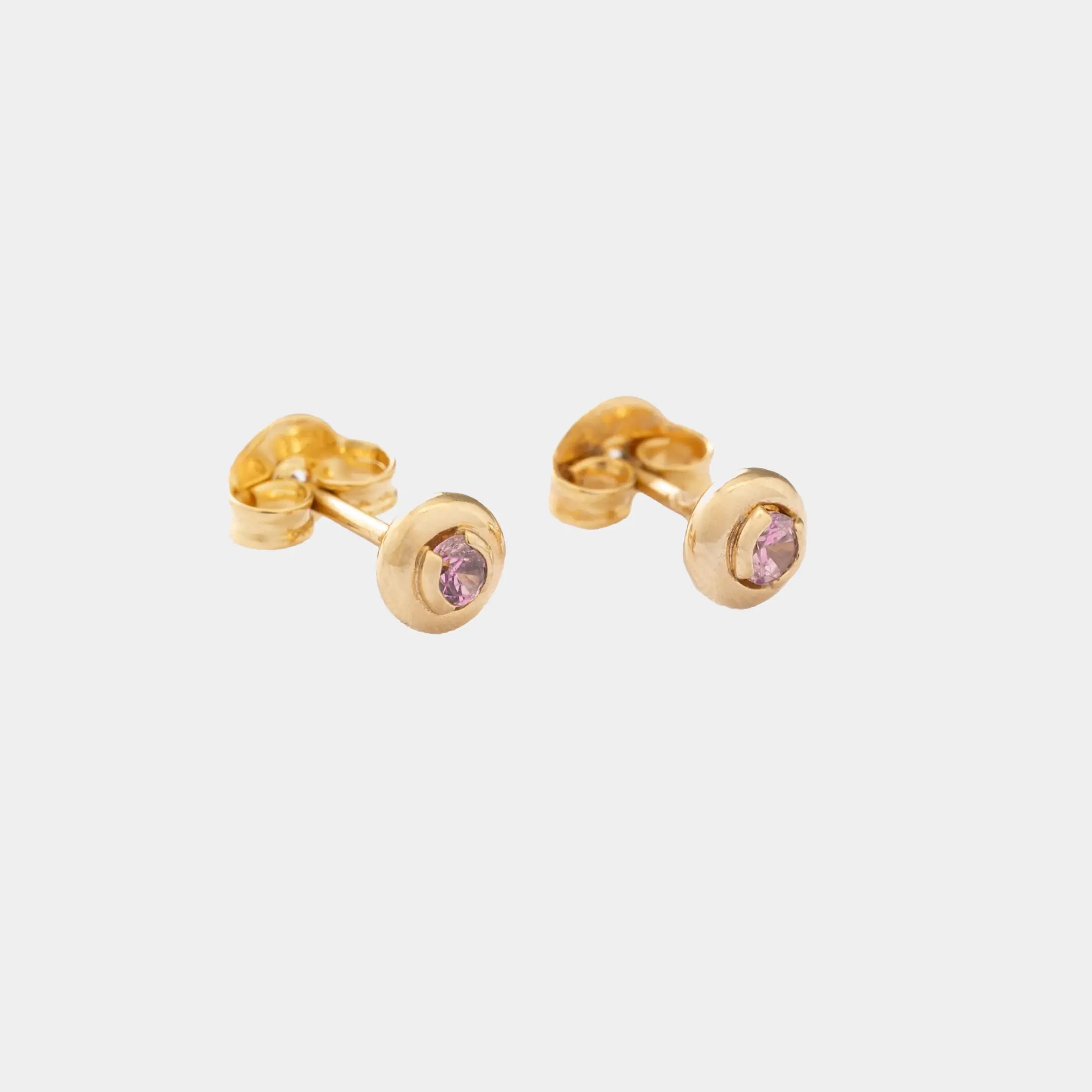 Arete  Circon Caja Redonda 4Mm ROSA