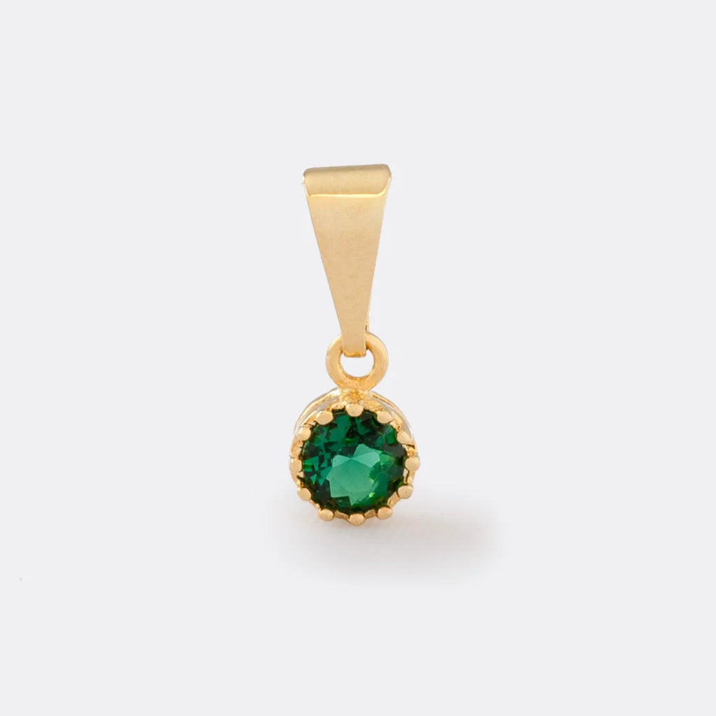 Dije Circonia Mini Redonda Pequeña Verde / Cristal