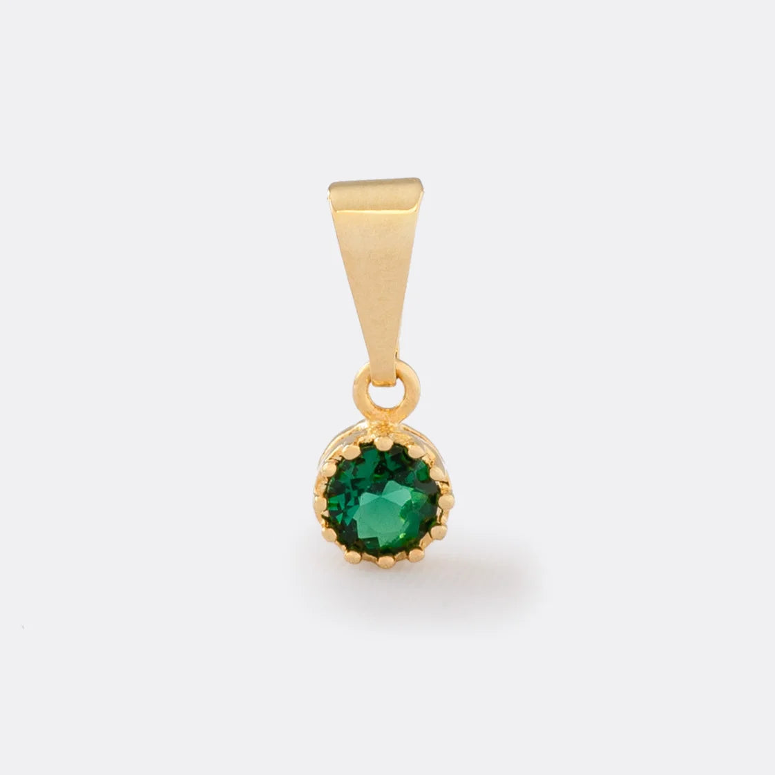 Dije Circonia Mini Redonda Pequeña Verde / Cristal