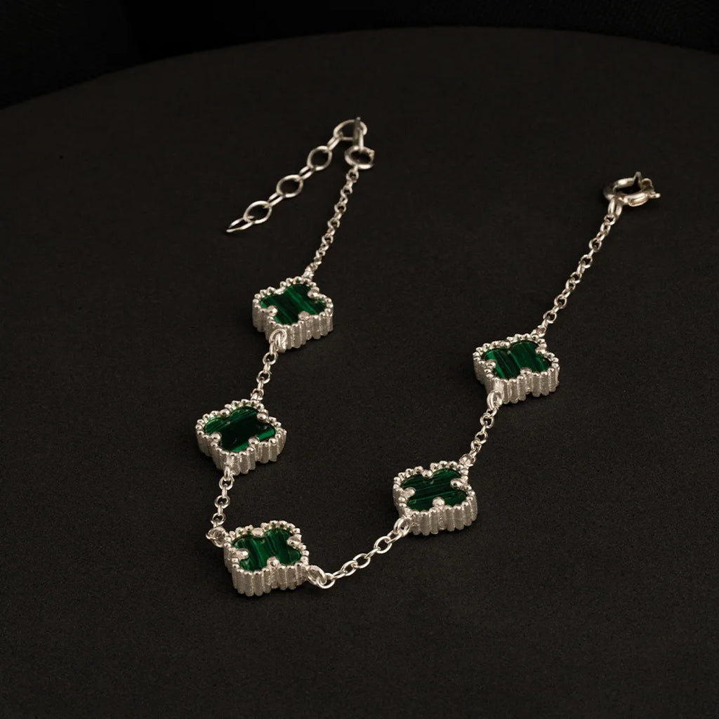 Pulsera Clover 5H Malaquita 17 Cms + Ext