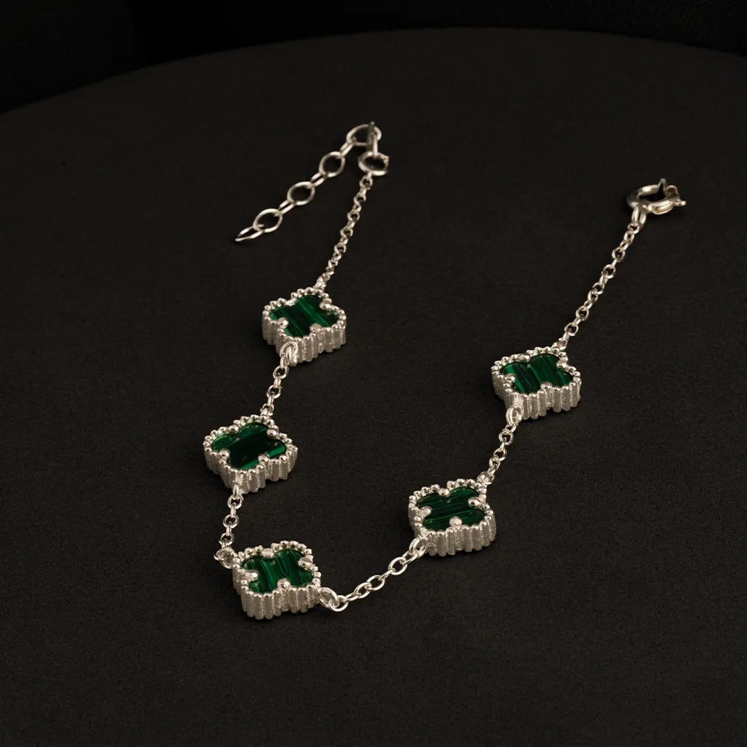 Pulsera Clover 5H Malaquita 17 Cms + Ext