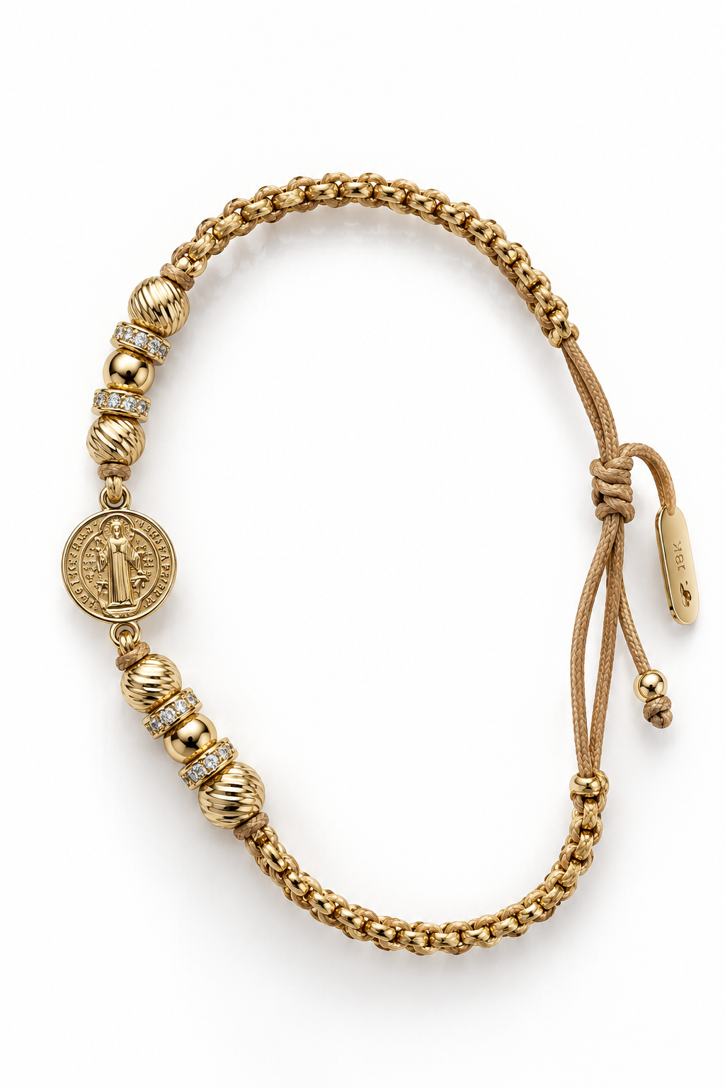 Pulsera tejida beigge 3mm San Benito