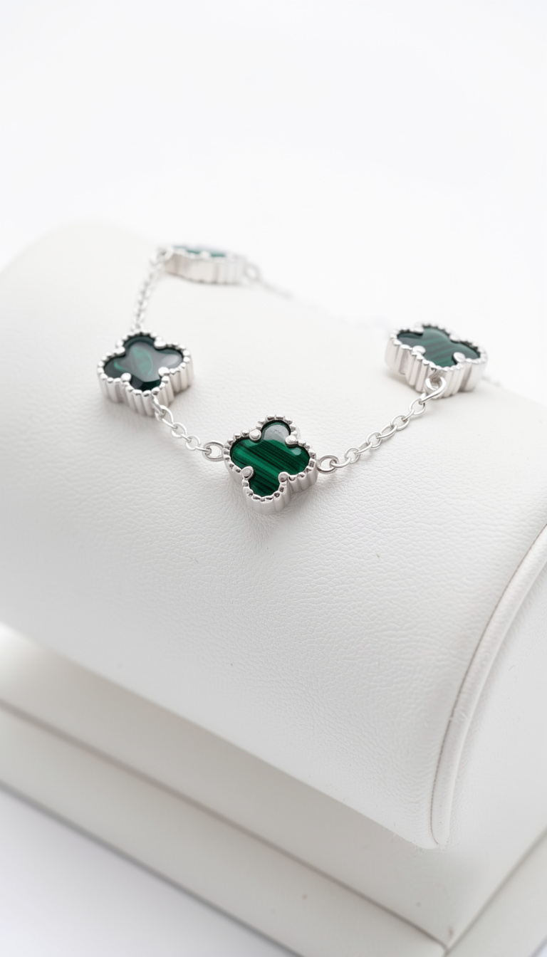 Pulsera Clover 5H Malaquita 17 Cms + Ext