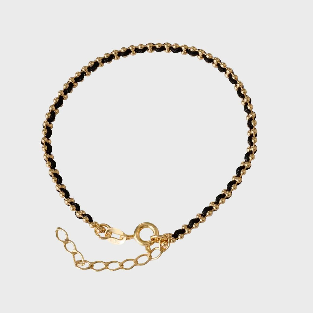 Pulsera Hilo Negro Laminado 15 Cms + Extensor