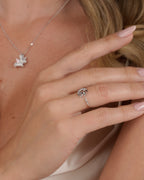 Anillo Unicornio y Luna en Plata 925 con Circonias